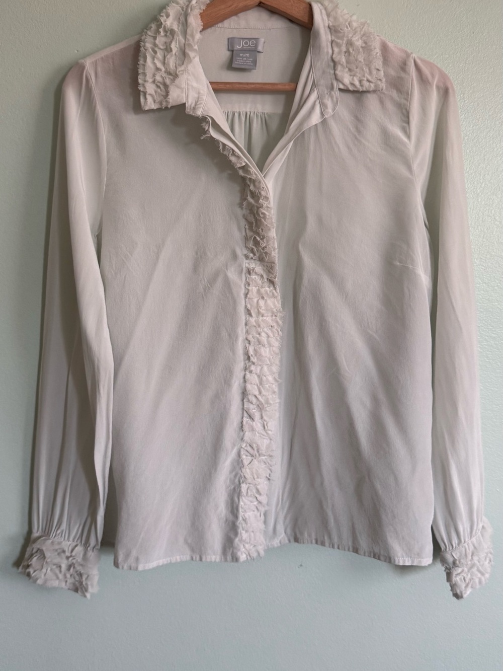 Joe Fresh Ivory Ruffle-Trim Button Down Blouse